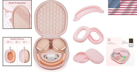 Elegant Coral Red AirPods Max Protection Case with Velvety Lining and Handle