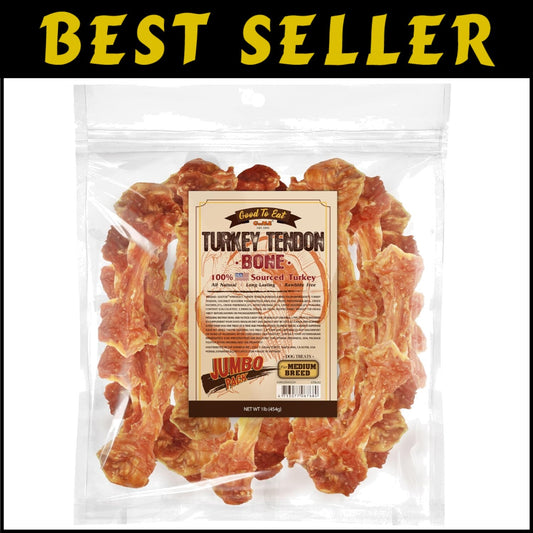 Premium Turkey Tendon Dog Treats, 1 lb for Medium Breeds - Hypoallergenic Chews