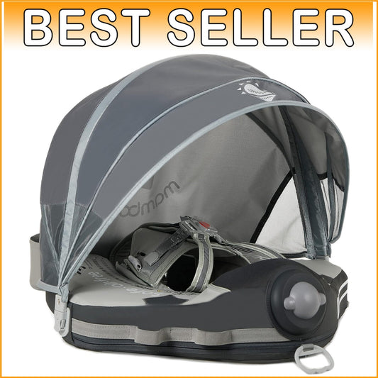 Adjustable Baby Swim Float with UPF Canopy - Perfect for Infants 3-48 Months