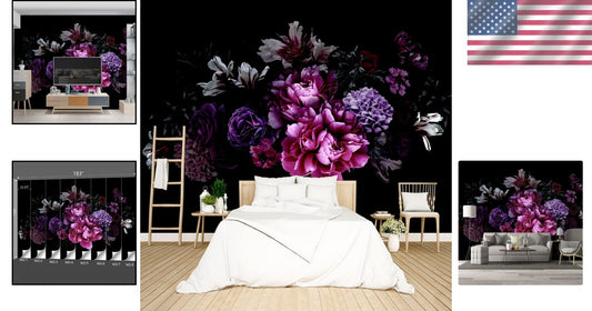 Water and Stain Resistant Floral Wall Mural - Large 183"x120" for Bedroom