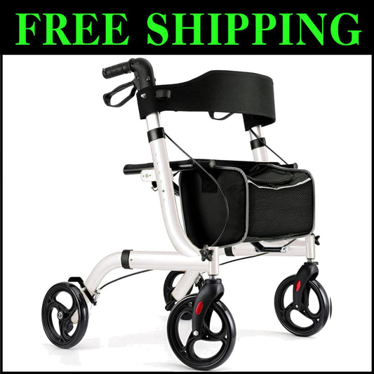 Durable Rollator Walker with 300 lbs Capacity and Easy-Fold Design for Seniors