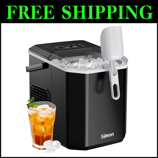 Portable Self-Cleaning Ice Maker - Compact Countertop Design for Home Use