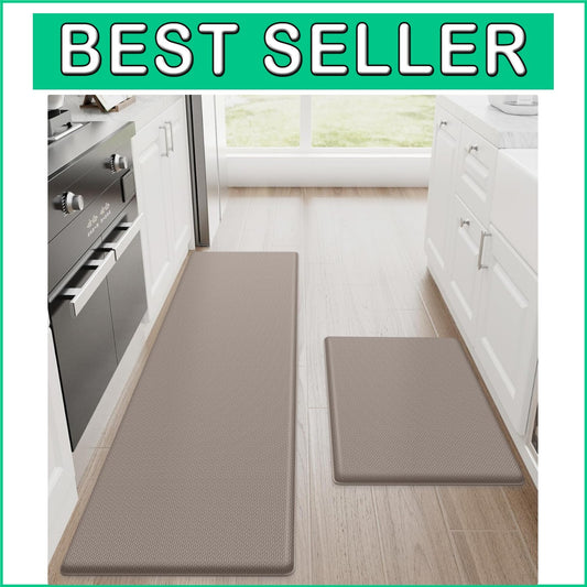 Cushioned 17.3'' x 30'' + 17.3'' x 59'' Non-Slip Kitchen Rugs for Comfort