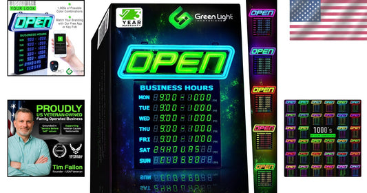 Bright Multi-Color LED Open Sign - Easy Setup with Chains and Hooks Included