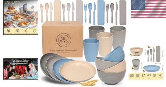 Eco-Friendly Wheat Straw Dinnerware Set - Perfect for Picnics and Casual Dining
