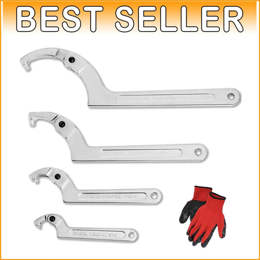 Adjustable Spanner Wrench Set - 4 Pcs Round Head for Hydraulic Ram & Machines