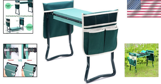 Extra-Wide Garden Kneeler with Weather-Resistant Frame & EVA Cushion - Green