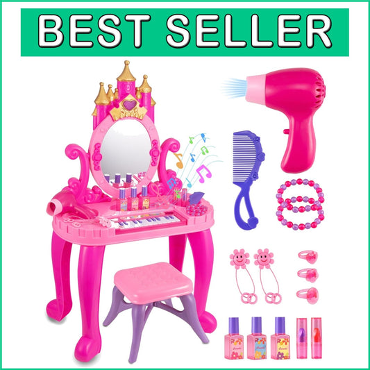 Delightful Vanity Makeup Table Set with Musical Organ for Little Girls' Dreams