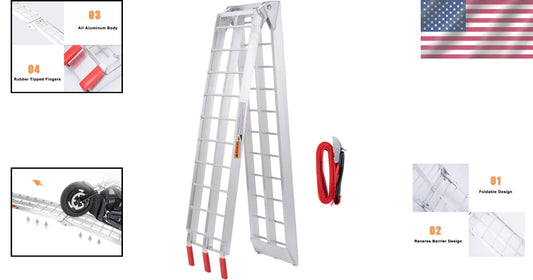 Folding 7.5FT Aluminum Motorcycle Ramp for Trucks, 750 lbs Capacity Safe Loading