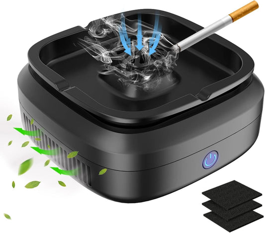 Classic Design Smokeless Ashtray with Advanced Smoke Filtration & USB Charging
