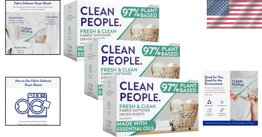 Eco-Friendly Plant-Based Fabric Softener Sheets - 360 Count - Fresh Spring Scent