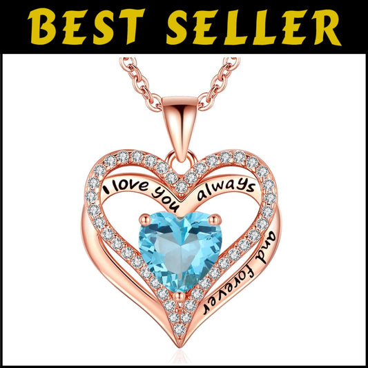Personalized Birthstone and Heart Necklace in S925 Sterling Silver - Gift Ready!
