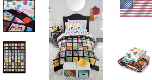 Exciting Pokémon Twin Bed Set with Comforter, Sheets & Pillowcases - Cozy Design