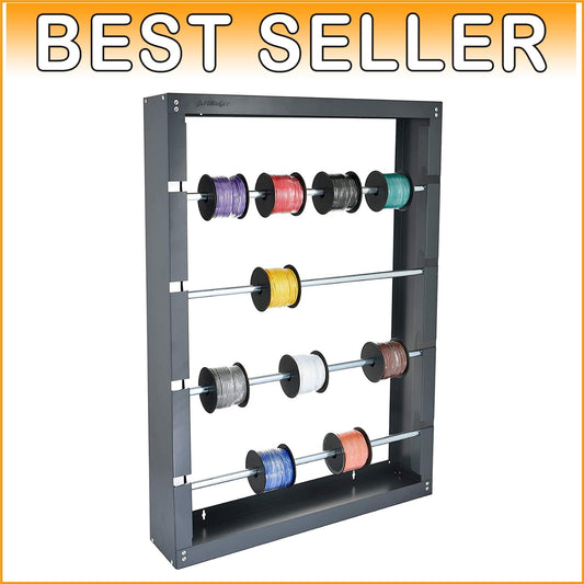 Durable Wire Spool Rack - 4-Rod Cable Dispenser for Industrial Use in Grey