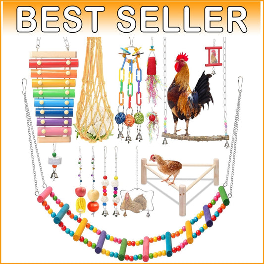 Durable Chicken Accessories Set: Perch, Swing & Fun for Backyard Hens