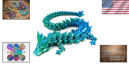 Large 24-Inch Articulated Rainbow Dragon Figure - Eco-Friendly 3D Printed Colors