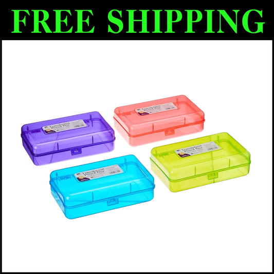 Organize with 24 Assorted Snap-Close Plastic Pencil Boxes – Perfect for Students