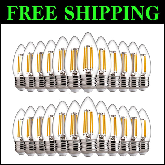 Dimmable E26 LED Chandelier Bulbs - 60W Equiv, Soft White, 24 Count Energy Saver
