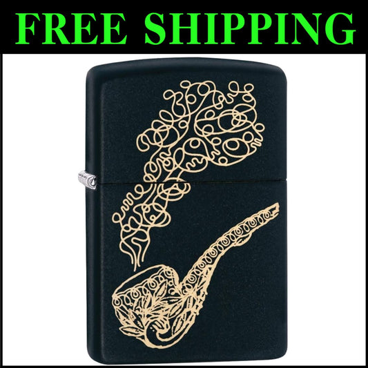 Elegant Brass Pocket Lighter with Black Matte Finish - Perfect for Pipe Lovers