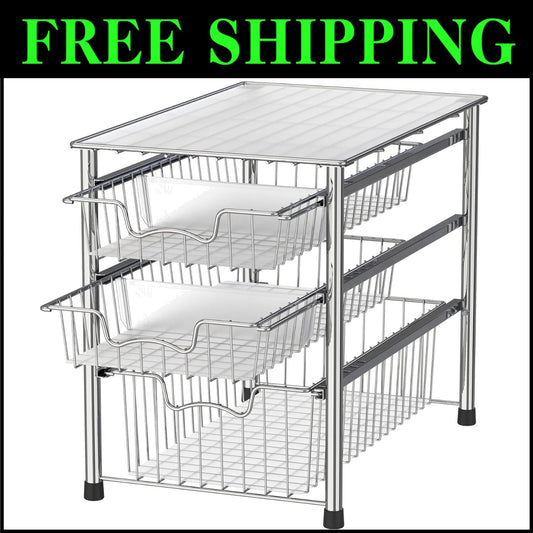 Elegant Metal 3-Tier Sliding Organizer with Chrome Finish for Sinks & Cabinets
