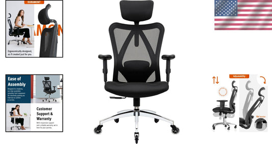 Premium Ergonomic Desk Chair with Customizable Tilt and Armrests for Comfort