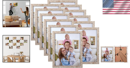 Set of 12 Rustic 8x10 Picture Frames in Distressed Beige for Stylish Displays