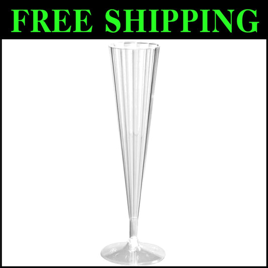 100-Count Deluxe Clear Plastic Champagne Flutes - 5 oz Elegant Party Glasses
