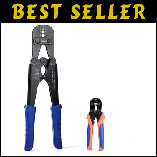 Professional Wire Rope Crimp Tool & Cutting Kit for DIY Projects, Blue/Orange