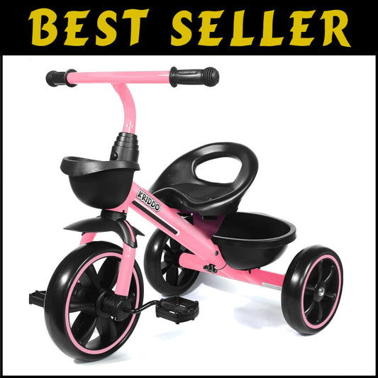 Durable Pink Tricycle for 2-4 Year Olds - Safety First with Ergonomic Comfort