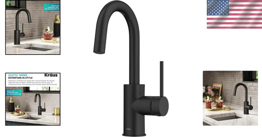 Contemporary Black Kitchen Faucet - Compact Design with Dual-Function Spray