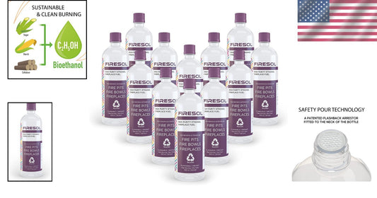 Plant-Based Ethanol Fuel 12 x 1L - Ideal for Indoor Fireplaces & Stoves