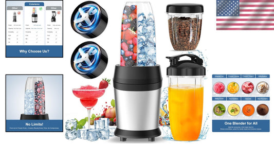12-Piece Ice Crushing Blender Set with 3 Durable Cups & High-Power Blades