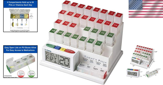 Compact Monthly Pill Box with Talking Alarm - Ideal for Seniors & Caregivers
