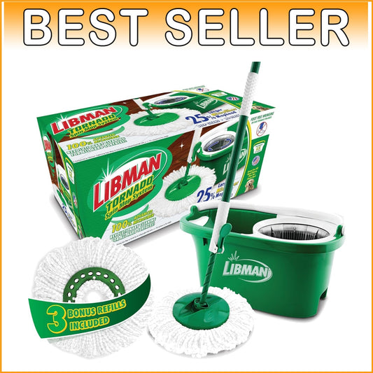 Effortless Tornado Spin Mop System: 4 Mop Heads & Enhanced Cleaning Technology