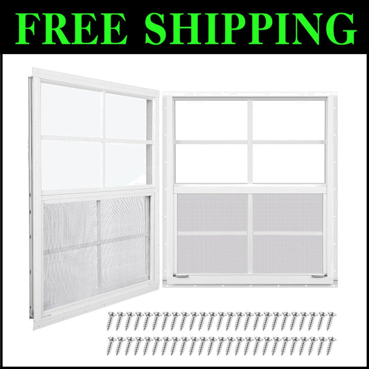 Versatile 24'' x 27'' Flush Mount Shed Windows with Easy Install Screws - 2 Pack