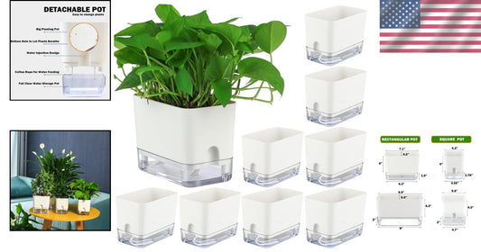 Elegant 7-Inch Self-Watering Pots for Indoor Plants – 8 Pack with Drainage Holes