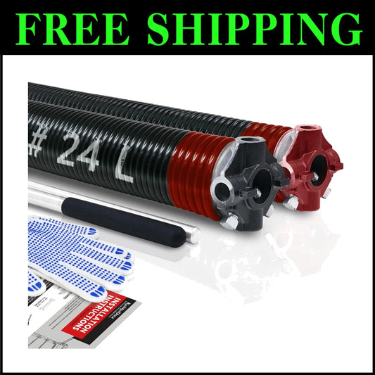 Complete Garage Door Spring Replacement Set - Non-Slip Winding Bars Included