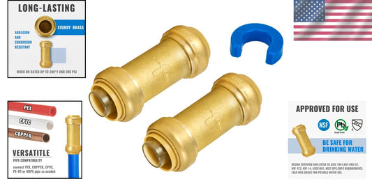 Pack of 2: 1 Inch Brass Check Valve with Push-to-Connect Fitting for Plumbing