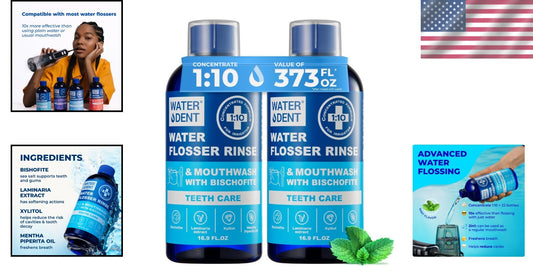 2-Pack Mint Flavor Concentrated Rinse for Enhanced Water Flossing & Fresh Breath