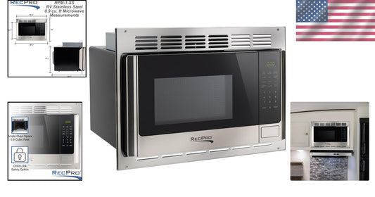 900W RV Microwave with Trim Kit | 1.0 Cu. Ft. Stainless Steel Direct Replacement