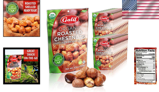 Ready-to-Eat Organic Chestnuts - 24 Bags, Non-GMO, Perfect for Baking & Snacking