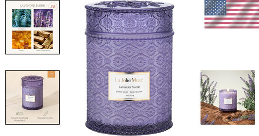 19oz Lavender Suede Candle with Sustainable Ingredients - 90 Hours of Comfort