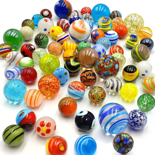 Assorted 71pcs Glass Marbles with 3 Glow-in-the-Dark - Fun for Kids & Collectors