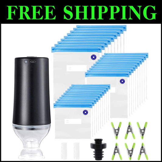 Premium Sous Vide Bags Kit – 40 Reusable Vacuum Bags with Electric Pump & Clips