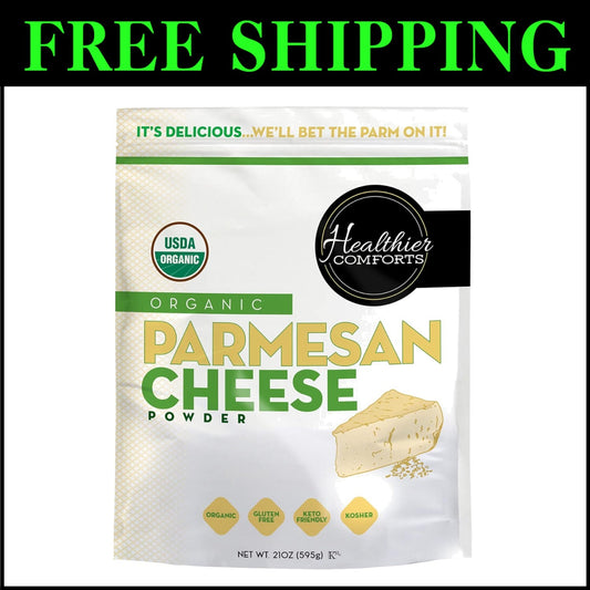 Versatile Organic Parmesan Cheese Powder - Keto-Friendly, Resealable 21oz Bag