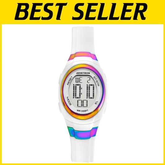 Sport Women's Digital Chronograph Watch - Iridescent Rainbow Bezel, Waterproof