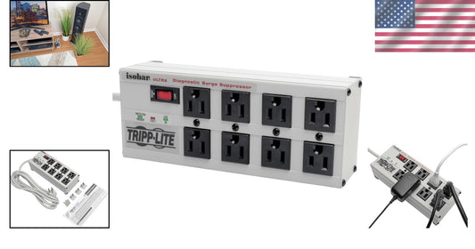 25ft Surge Protector Power Strip - 8 Outlets, Metal Housing & Lifetime Insurance
