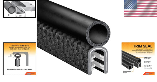 Flexible Trim Seal with Top Bulb – 25ft Weather-Resistant Seal for Cars & Boats