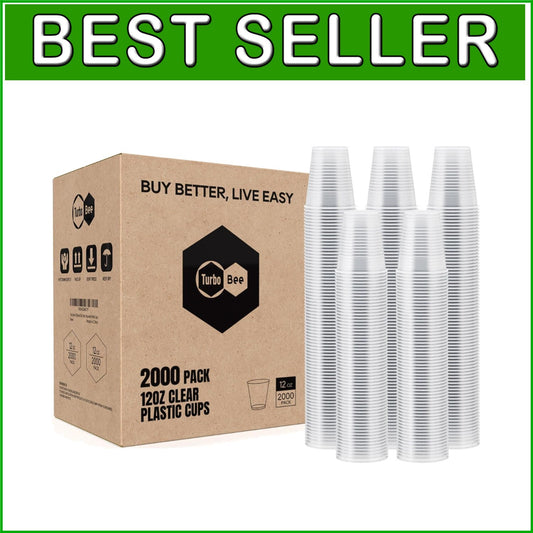 Ribbed Grip 12oz Clear Plastic Cups – Ideal for Hot & Cold Drinks, 2000-Pack