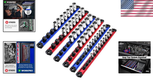 Durable 6-Piece Magnetic Socket Organizer with Easy Access Clips - 13.2 Inches